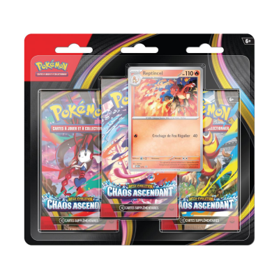 Tripack Pokémon ME04 Chaos Ascendant FR scellé avec carte promo