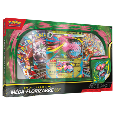 Coffret Premium Pokémon Méga-Florizarre-ex FR scellé avec cartes promo et boosters Pokémon