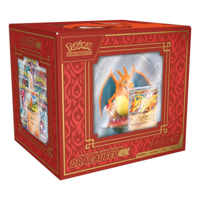 Coffret Découverte Pokémon Dracaufeu-ex FR avec figurine collector et 10 boosters Pokémon