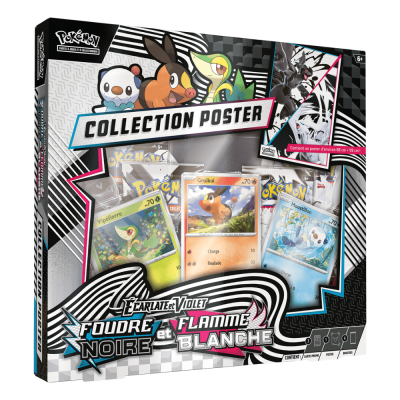 Coffret Poster Pokémon EV10.5 Foudre Noire et Flamme Blanche FR avec boosters et cartes promo Unys